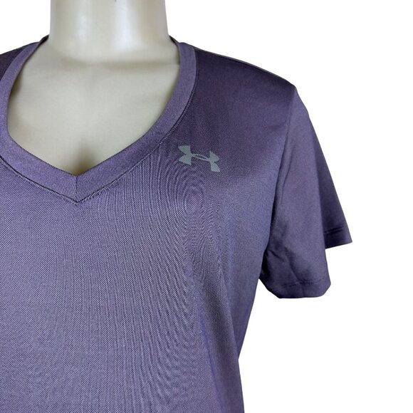 Under Armour Women’s Purple Short Sleeve V-Neck T-Shirt Size M - New - Picture 5 of 11
